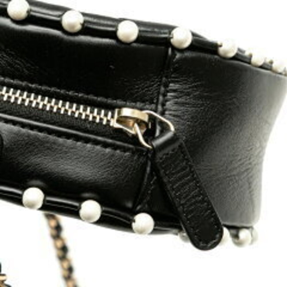 Chanel Matelasse Coco Mark Chain Shoulder Bag Black Lambskin Faux Pearls - Picture 8 of 10